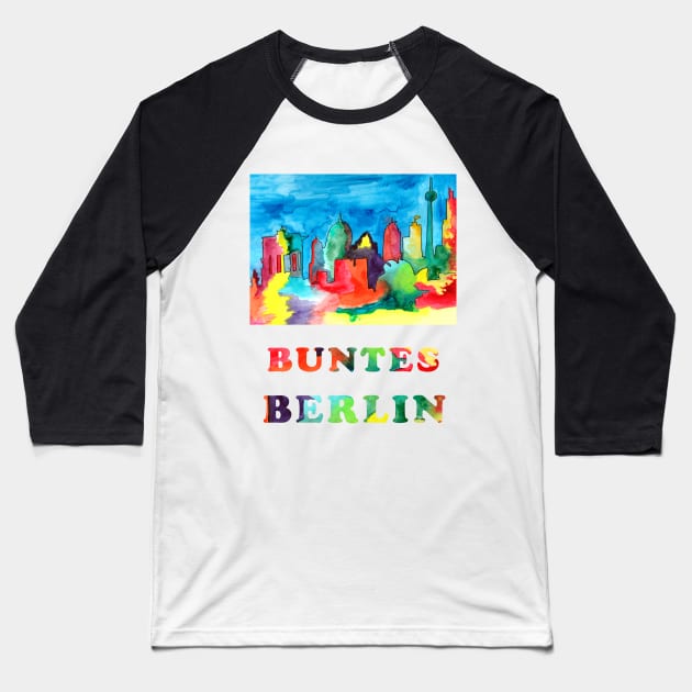 Buntes Berlin - watercolour sketch of Berlin landmarks Baseball T-Shirt by Elena Ehrenberg